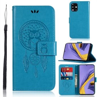 Imprinted Dream Catcher Owl Leather Wallet Case for Samsung Galaxy A51