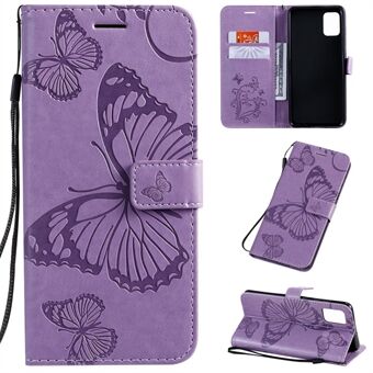 Imprint Butterfly Leather Wallet Case for Samsung Galaxy A51