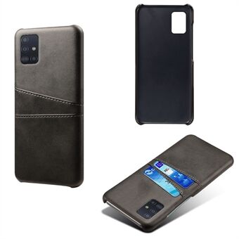 KSQ PU Leather Coated PC Covering with Double Card Slots for Samsung Galaxy A51 - Black