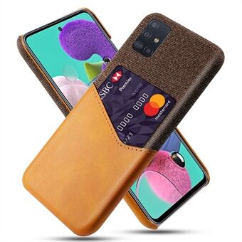 KSQ Cloth + PU Leather Coated PC Phone Cover with Card Holder for Samsung Galaxy A51