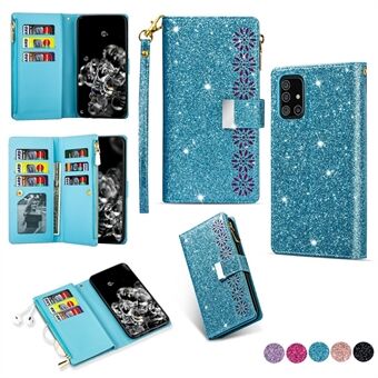 Glittery Starry Style Laser Carving Leather Case for Samsung Galaxy A51 SM-A515