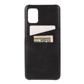 Double Card Slots PU Leather Coated PC Cover for Samsung Galaxy A51 SM-A515 - Black