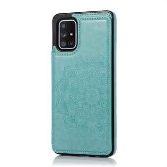 Imprint Mandala Flower PU Leather + TPU Hybrid Kickstand Mobile Phone Casing for Samsung Galaxy A51 SM-A515