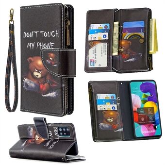 BF03 Pattern Printing Leather Mobile Case with Zipper Wallet for Samsung Galaxy A51 SM-A515