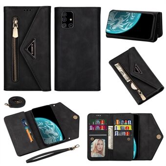 Leather Wallet Phone Case Cover with Zipper Strap for Samsung Galaxy A51 SM-A515