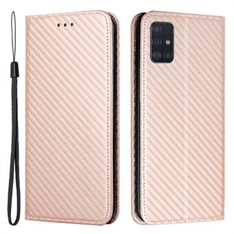 Carbon Fiber Texture Stand Wallet Leather Phone Cover Case for Samsung Galaxy A51 4G SM-A515