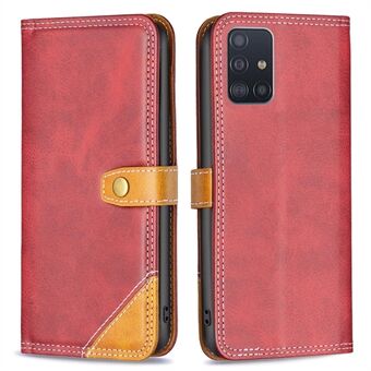 BINFEN COLOR BF Leather Series-8 Phone Case for Samsung Galaxy A51 4G SM-A515 12 Style Double Stitching Lines Splicing Leather Anti-drop Cover Stand Card Holder