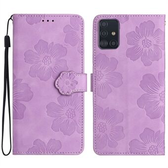 Wallet Cover for Samsung Galaxy A51 4G SM-A515 Flowers Imprinted Stand PU Leather Phone Case