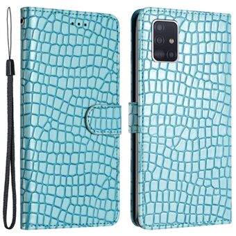 For Samsung Galaxy A51 4G SM-A515 Crocodile Texture Stand Cover Leather Wallet Design Phone Case with Strap