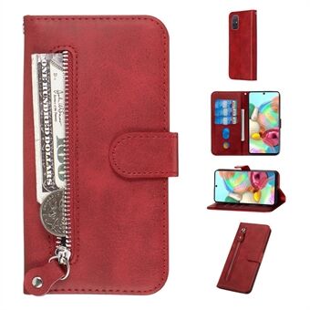 Zipper Pocket Wallet Stand Flip Leather Cell Phone Cover for Samsung Galaxy A71