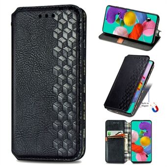 Fashionable Auto-absorbed Rhombus Texture PU Leather Wallet Phone Cover for Samsung Galaxy A71 SM-A715