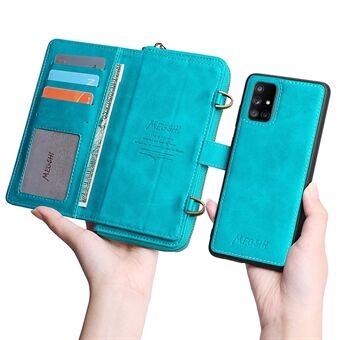 MEGSHI 020 Series Magnetic Absorption Wallet Anti-fall Detachable Design PU Leather TPU Case Shell with Long Strap for Samsung Galaxy A71 5G SM-A716