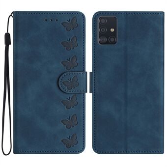 Leather Phone Case for Samsung Galaxy A71 4G SM-A715 Butterfly Imprinted Stand Wallet Cover