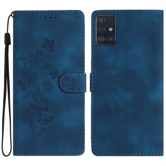 Stand Case for Samsung Galaxy A71 4G SM-A715 PU Leather Flower Imprint Wallet Phone Cover