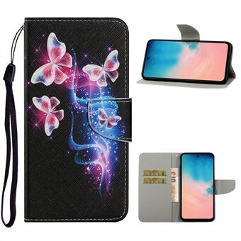 Unique Pattern Printing Wallet Stand Leather Case with Lanyard for Samsung Galaxy S20 Plus