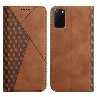 Auto-absorbed Skin-touch Feeling Rhombus Imprint Leather Cover Cell Phone Case with Stand Wallet Design for Samsung Galaxy S20 Plus