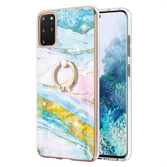 IMD Marble Pattern IML Soft TPU Electroplating Frame Phone Cover Case with Kickstand for Samsung Galaxy S20 Plus 4G/5G