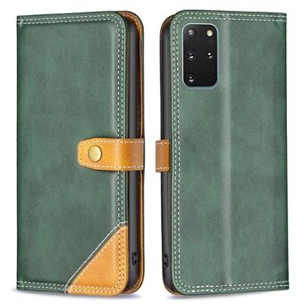 BINFEN COLOR BF Leather Series-8 for Samsung Galaxy S20 Plus 5G/4G Ultra Slim Shockproof Phone Cover 12 Style Double Stitching Lines Splicing Leather Case Card Holder Stand