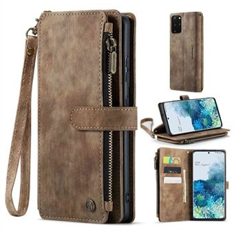 CASEME C30 Series Phone Case for Samsung Galaxy S20 Plus 4G / 5G, PU Leather Wallet Cover with Multiple Card Slots Wear-resistant Zipper Pocket Phone Shell