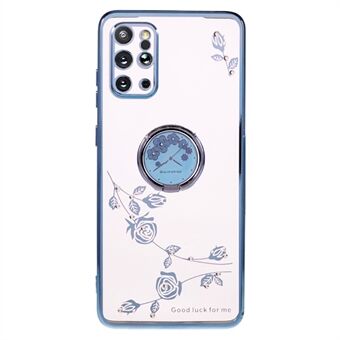 For Samsung Galaxy S20 Plus 5G / 4G Flower Pattern TPU Case Rhinestone Electroplating Kickstand Phone Cover