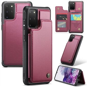 CASEME C22 Series For Samsung Galaxy S20 Plus 5G / S20 Plus 4G RFID Blocking Card Holder Case Leather+TPU Kickstand Phone Cover