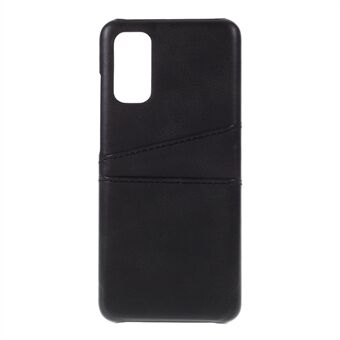 Double Card Slots PU Leather Coated PC Case Cover for Samsung Galaxy S20 4G/S20 5G - Black