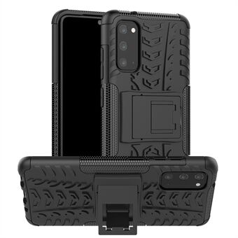 Cool Tyre Texture PC + TPU Hybrid Phone Cover with Kickstand for Samsung Galaxy S20