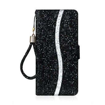 Glittery Powder Splicing Wallet Stand Leather Cover for Samsung Galaxy S20