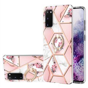 Ring Holder Kickstand Marble Pattern Shockproof TPU IMD Protective Case for Samsung Galaxy S20