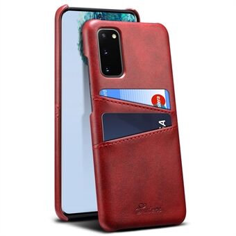 SUTENI PU Leather Coated PC Case with Non-Fully-Wrapped Design Card Holders Phone Protector for Samsung Galaxy S20 4G/5G