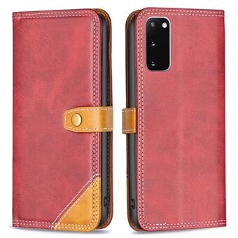 BINFEN COLOR BF Leather Series-8 for Samsung Galaxy S20 4G/5G Anti-drop Phone Case Double Stitching Lines Splicing Leather Card Holder Stand Cover