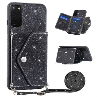 For Samsung Galaxy S20 4G / 5G Phone Case Triangle Card Holder Kickstand PU Leather+TPU Phone Cover