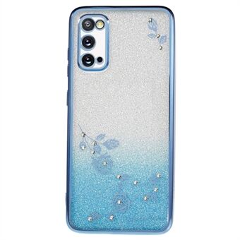 For Samsung Galaxy S20 5G / 4G Gradient Glitter TPU Phone Case Rhinestone Flower Pattern Cover