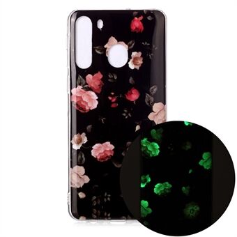 Luminous IMD Patterned TPU Cover for Samsung Galaxy A21 - Rose Flower