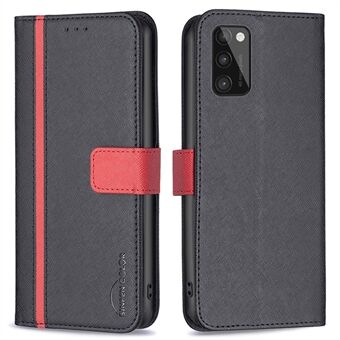 BINFEN COLOR For Samsung Galaxy A41 (Global Version) BF Leather Series-9 Style 13 PU Leather Anti-scratch Phone Case Stand Cross Texture Splicing Wallet Cover