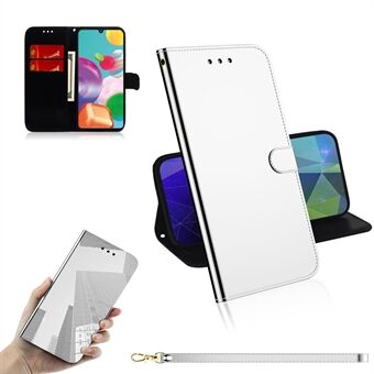 Mirror-like Surface Leather Wallet Stand Protective Case for Samsung Galaxy A41