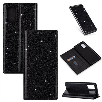 Flash Powder Auto-absorbed Leather Card Slot Shell for Samsung Galaxy A41 (Global Version)