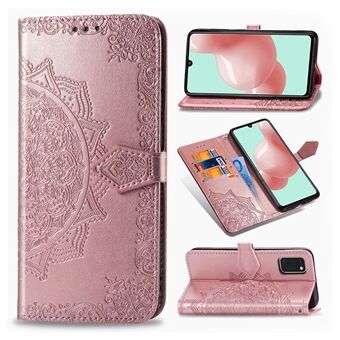 Embossed Mandala Flower Leather Case with Wallet Stand for Samsung Galaxy A41 (Global Version)