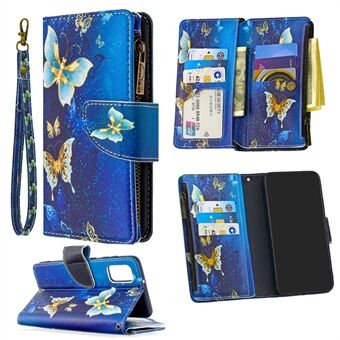 Pattern Printing Zipper Pocket 9 Card Slots Leather Wallet Case for Samsung Galaxy A41 (Global Version)