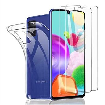 Transparent TPU Phone Shell + Tempered Glass Screen Film for Samsung Galaxy A41 (Global Version)