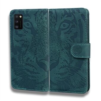 Imprinted Tiger Pattern Leather Phone Case with Wallet Stand for 	Samsung Galaxy A41 (Global Version)