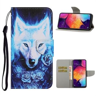 Pattern Printing Leather Wallet Stylish Stand Case with Handy Strap for Samsung Galaxy A41 (Global Version)