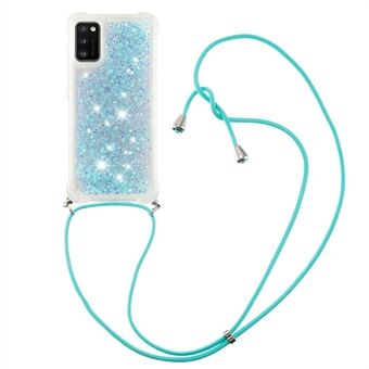 Glitter Quicksand Drop-proof Anti-scratch Soft TPU Phone Case Shell with Adjustable Lanyard for Samsung Galaxy A41 (Global Version)