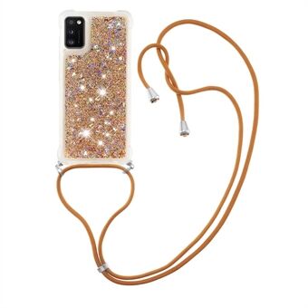 Glitter Quicksand Drop-proof Anti-scratch Soft TPU Phone Case Shell with Adjustable Lanyard for Samsung Galaxy A41 (Global Version)