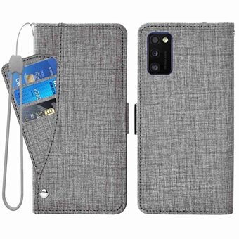 Shockproof Phone Flip Cover For Samsung Galaxy A41 (Global Version), Jean Cloth Texture PU Leather Wallet Case Stand with Rotating Card Slot Design