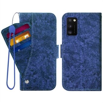 For Samsung Galaxy A41 (Global Version) TPU+PU Leather Rotating Card Slots Flip Cover Water-ink Painting Texture Stand Dual Magnetic Clasp Wallet Case