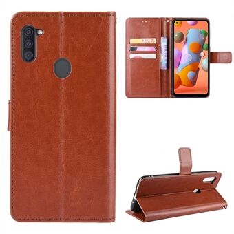 Crazy Horse Texture Protection Case Wallet Leather Shell for Samsung Galaxy A11 (EU Version)