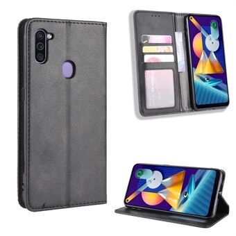 Vintage Style Leather Wallet Stand Case Cover for Samsung Galaxy M11 / A11 (EU Version)