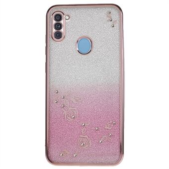 For Samsung Galaxy A11 (EU Version) Rhinestone Flower Mobile Case Glitter Gradient Flexible TPU Cover