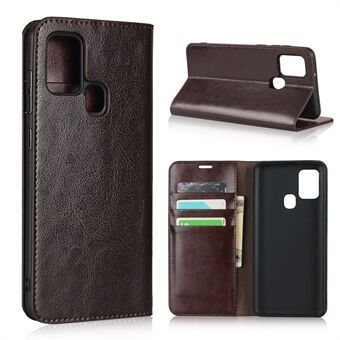 Crazy Horse Surface Genuine Leather Unique Case for Samsung Galaxy A21s